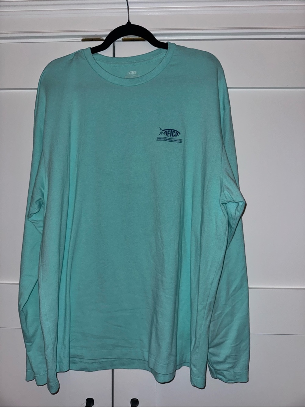 AFTCO Long Sleeve Logo Tee in Aqua - Picture 2 of 4
